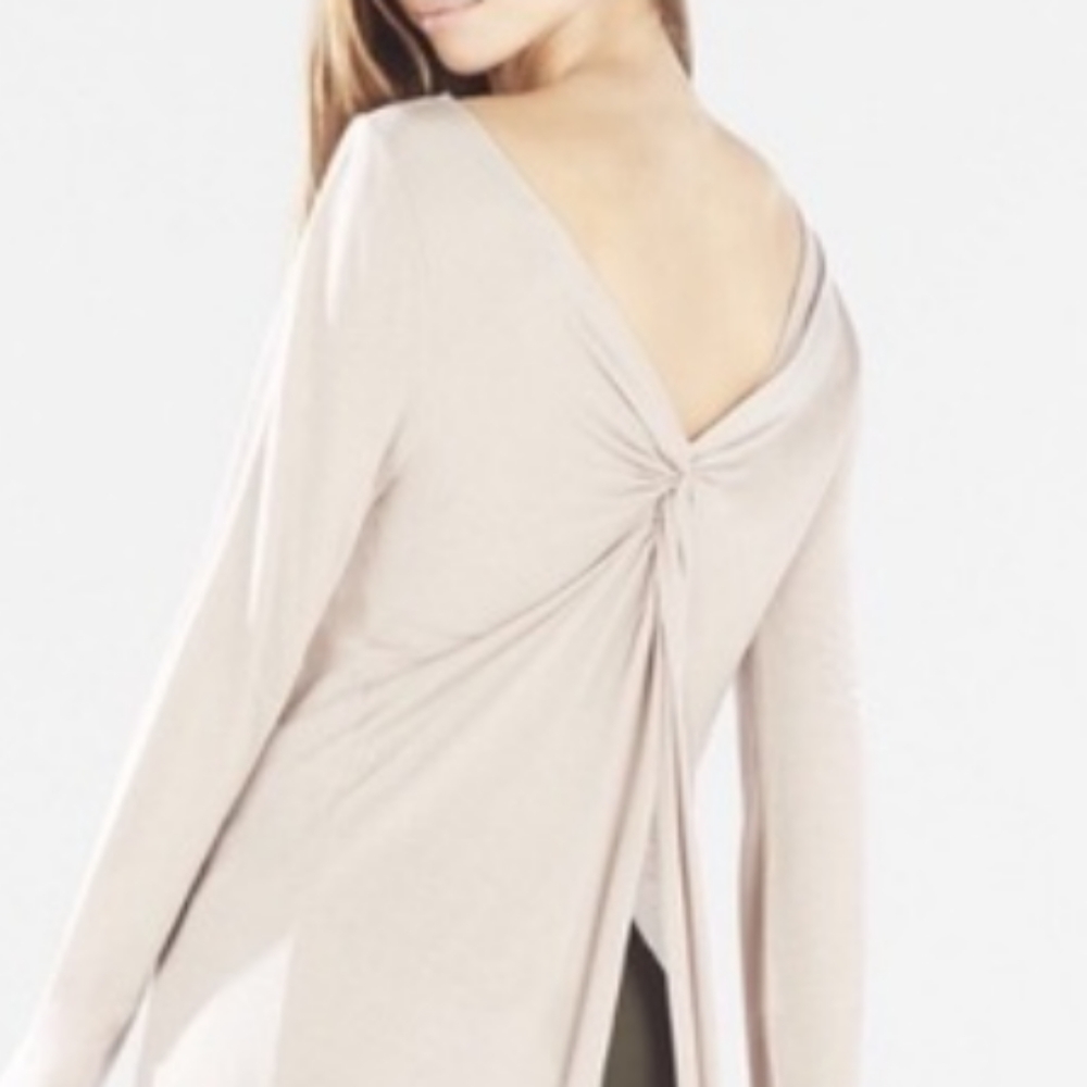 BCBG - White Back Knot Long Sleeve Tee